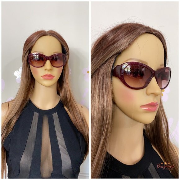 Authentic LOUIS VUITTON Burgundy Acetate Iris PM Rhinestone Oval Sunglasses - Picture 4 of 12